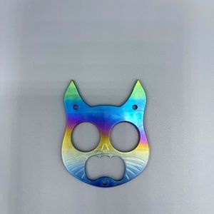 Rainbow Cat Self Defense Keychain Bottle Opener